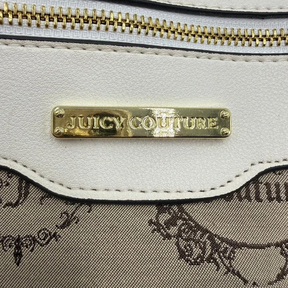 Juicy Couture Crossbody Bag OS Brown Cream Y2K Crown‎ Monogram Heart Charm